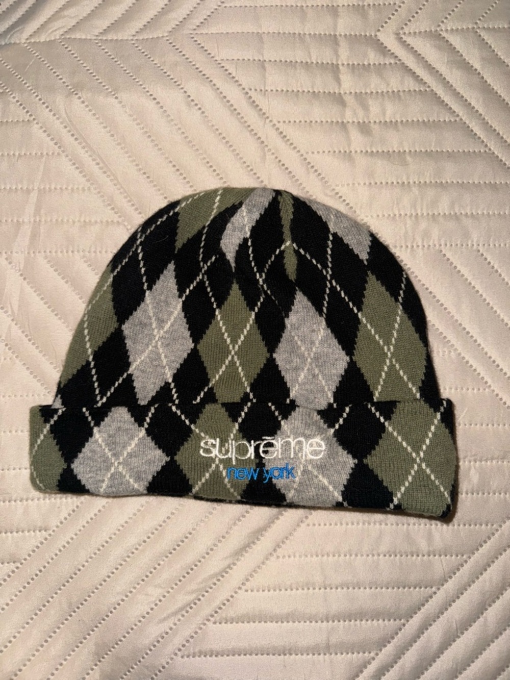 Supreme Argyle Beanie - Olive, Black, Gray